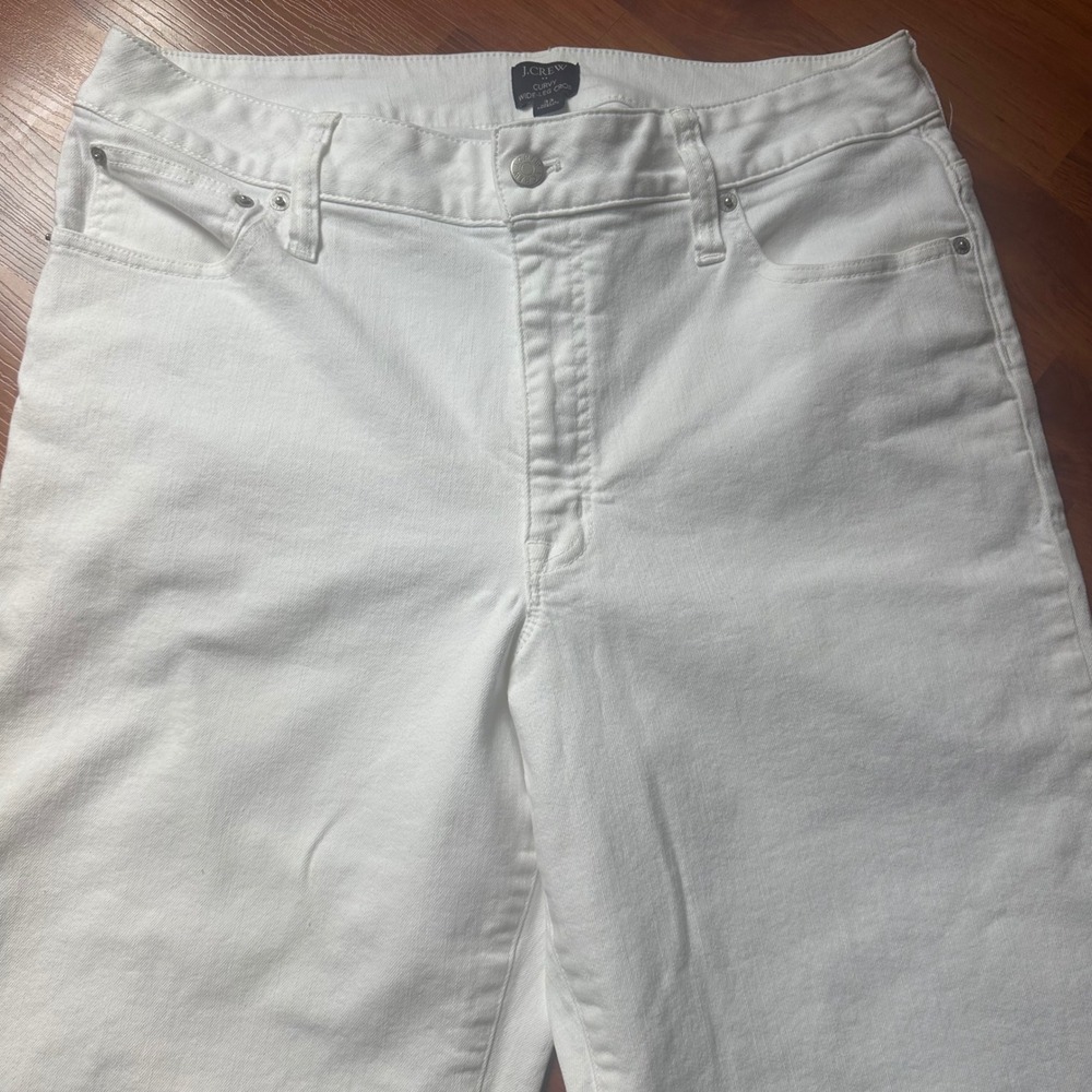 J. Crew Curvy Wide Leg Cropped Jeans in All Day Stretch White Coastal Preppy 33 - Picture 3 of 7